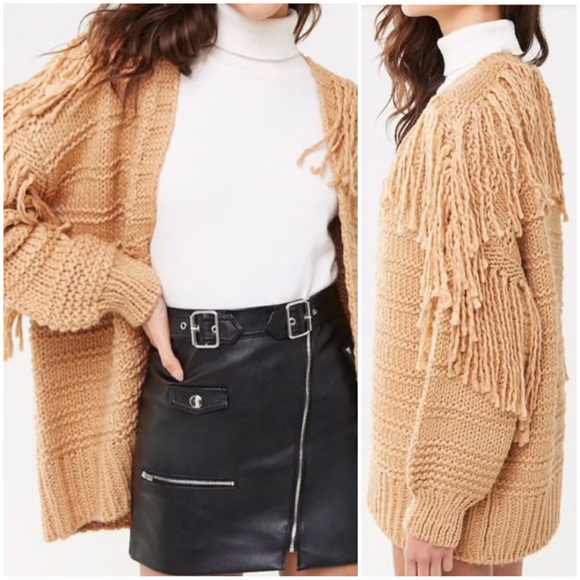 NWT Forever 21 Open Front Fringe Cardigan - Picture 3 of 8